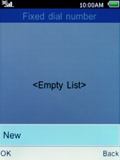 Select New and press the Left selection key.