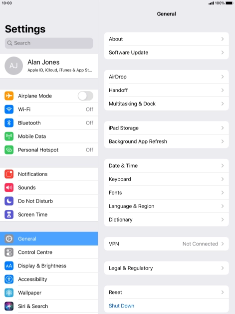Press Software Update. If a new software version is available, it's displayed. Follow the instructions on the screen to update the tablet software.