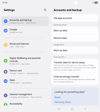Press Manage accounts. Press Manage accounts.