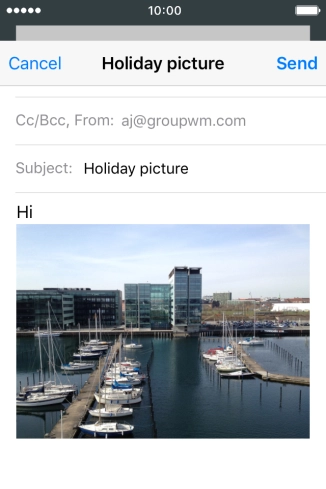 Press Send when you've finished your email message.