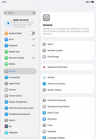 Press Apple Account. Press Apple Account.