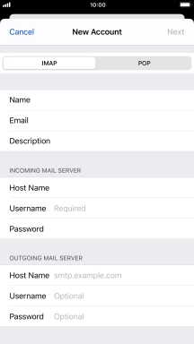Press Username and key in the username for your email account. Press Username and key in the username for your email account.