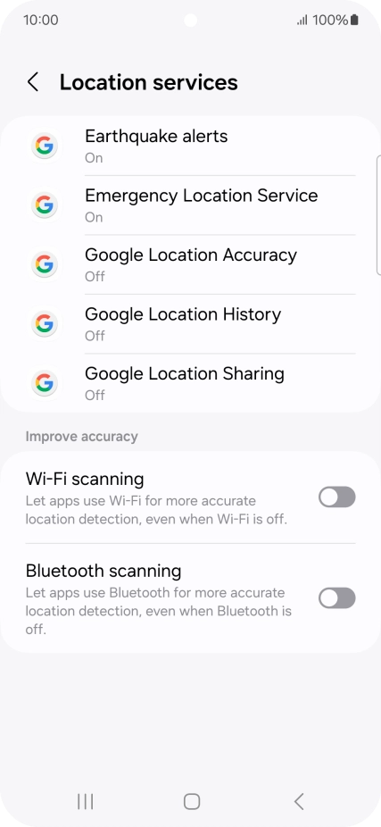 Press Google Location Accuracy.