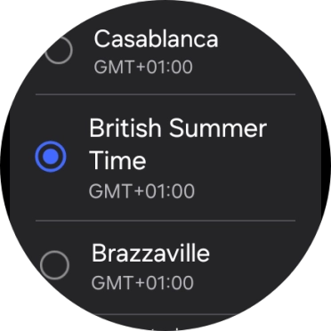 Press the required time zone. Press the required time zone.