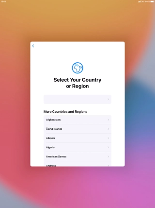 Press the required country or area. Press the required country or area.