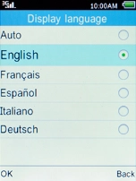 Select the required language and press the Left selection key.