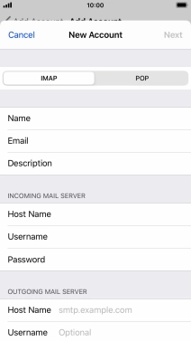 Press Host Name and key in the name or IP address of your email provider's outgoing server. Please note that if you can't send email messages when using your email provider's outgoing server, key in smtp.vodafone.net.au (Vodafone's outgoing server).