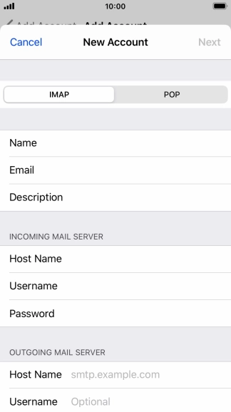 Press Host Name and key in the name or IP address of your email provider's outgoing server. Please note that if you can't send email messages when using your email provider's outgoing server, key in smtp.vodafone.net.au (Vodafone's outgoing server).