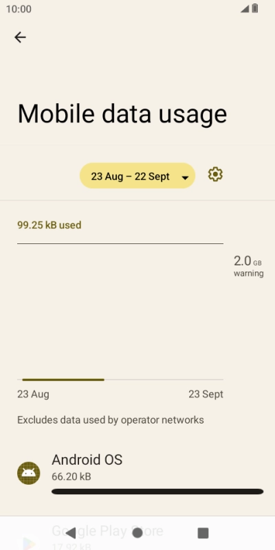 The data usage for each application is displayed below the name of the application. The data usage for each application is displayed below the name of the application.