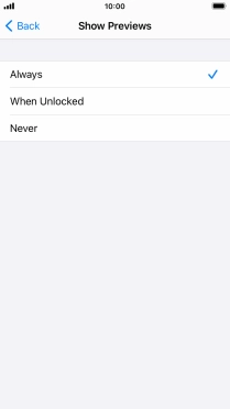 To select notification preview on the lock screen, press Always.