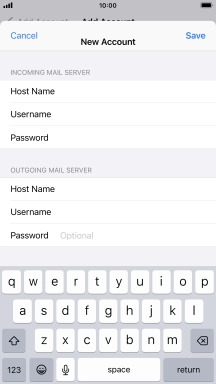Press Password and key in the password for your email account. Please note that if you're using Vodafone's outgoing server, leave the password field empty.