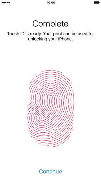 Press Continue. If you haven't previously selected a phone lock code, key in a code of your own choice twice.