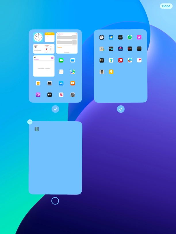 Press the delete icon next to the required home screen page. Press the delete icon next to the required home screen page.