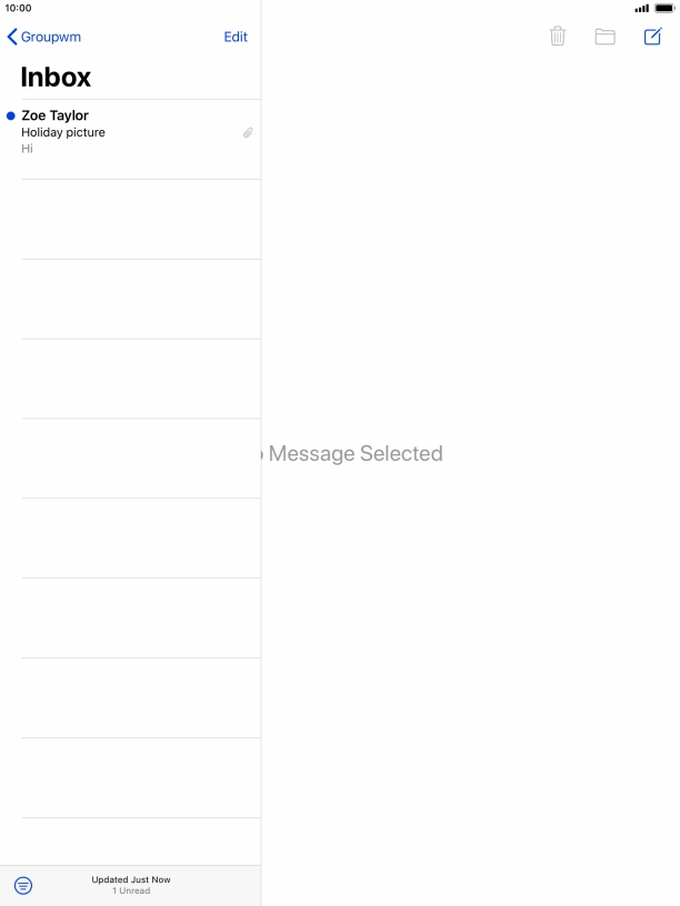 Press the new email message icon. Press the new email message icon.