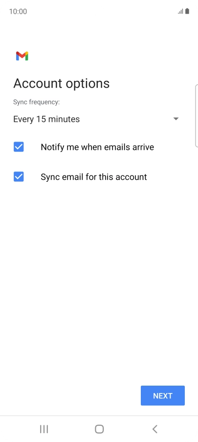 If this screen is displayed, you email account has been recognised and set up automatically. Follow the instructions on the screen to key in more information and finish setting up your phone.