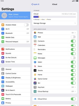 Press iCloud Backup.