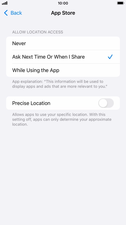 Press the required setting to turn the function on or off. Press the required setting to turn the function on or off.