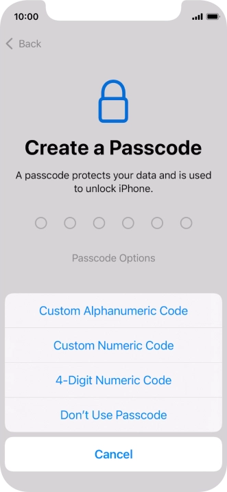 Follow the instructions on the screen to turn on use of phone lock code or press Don't Use Passcode. Follow the instructions on the screen to turn on use of phone lock code or press Don't Use Passcode.