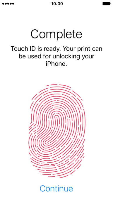Press Continue. If you haven't previously selected a phone lock code, key in a code of your own choice twice.