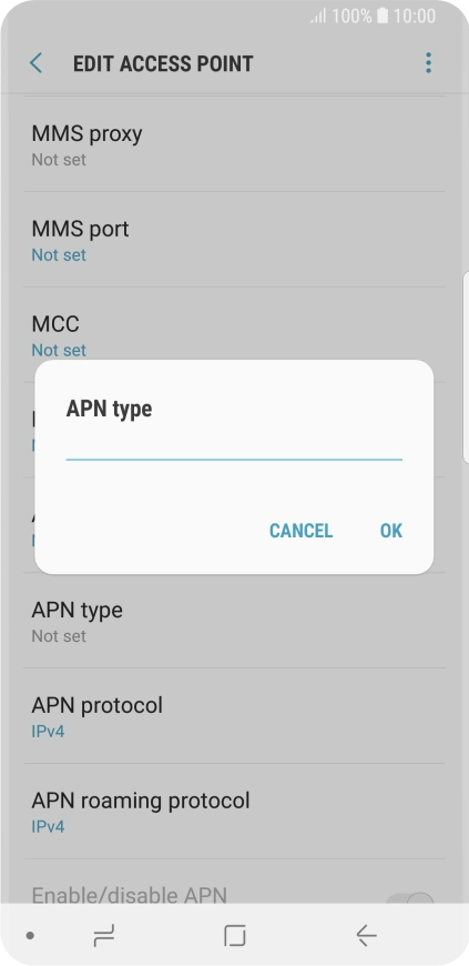 Key in default and press OK.
