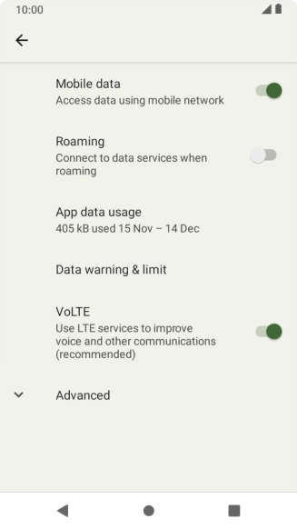 Press App data usage. Press App data usage.