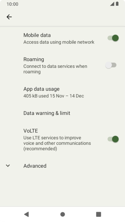 Press App data usage. Press App data usage.