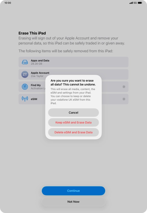 Press the required setting. Press the required setting.