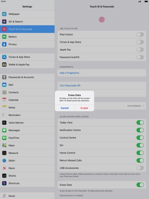 If you turn on the function, press Enable. If you turn on the function, press Enable.