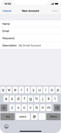 Press Password and key in the password for your email account. Press Password and key in the password for your email account.