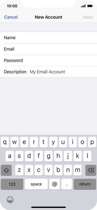 Press Password and key in the password for your email account. Press Password and key in the password for your email account.