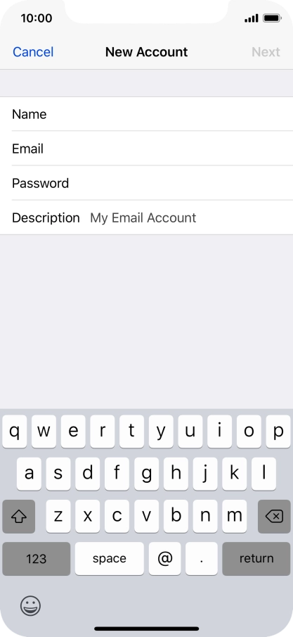 Press Password and key in the password for your email account. Press Password and key in the password for your email account.