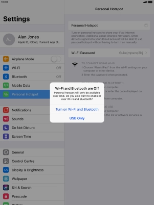 If Wi-Fi is turned off, press Turn on Wi-Fi and Bluetooth.