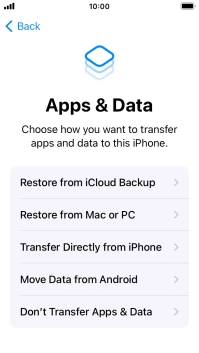 You can restore content from an iCloud backup when your phone is activated for the first time and after a factory reset. When this screen is displayed, your phone is ready to restore content from an iCloud backup.