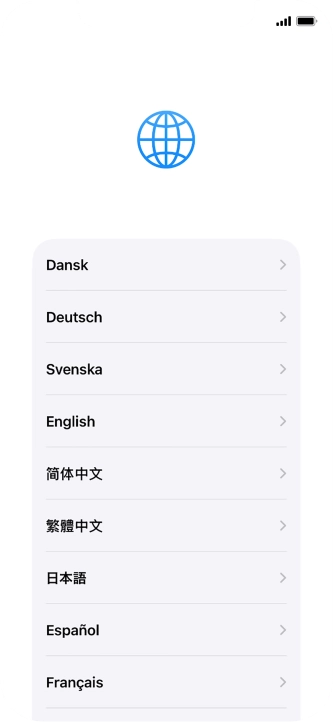 Press the required language. Press the required language.