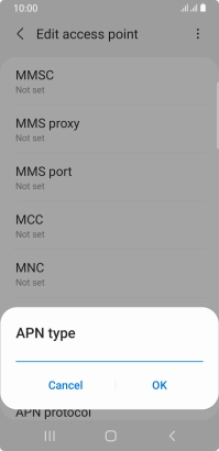 Key in default and press OK.