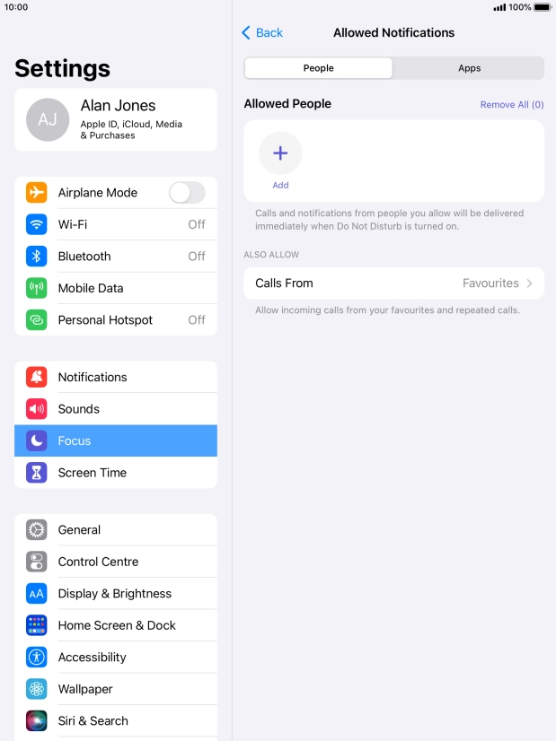 Press People and follow the instructions on the screen to select which contacts you would like to receive calls and notifications from when Do Not Disturb is turned on. Press People and follow the instructions on the screen to select which contacts you would like to receive calls and notifications from when Do Not Disturb is turned on.