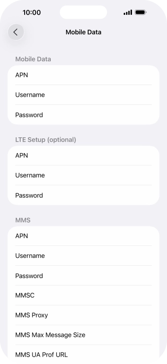 Press APN and key in live.vodafone.com.