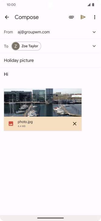 Press the send icon when you've finished your email message.
