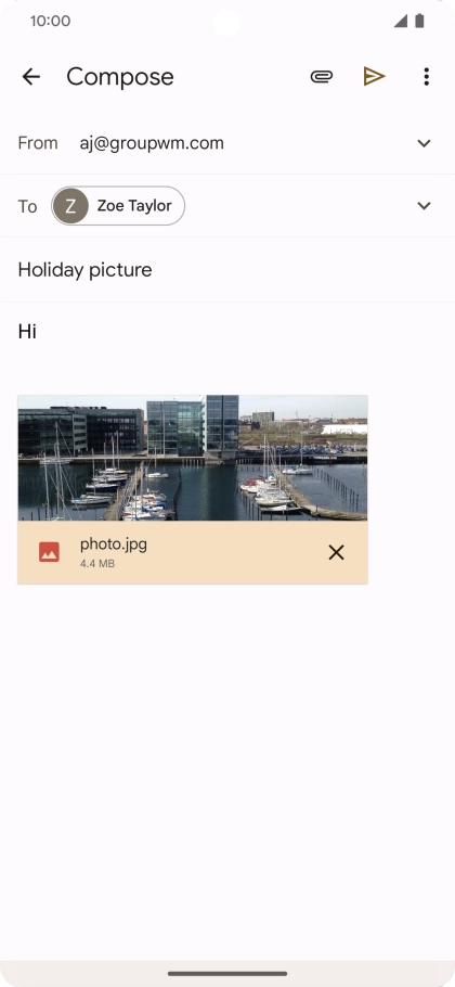 Press the send icon when you've finished your email message.