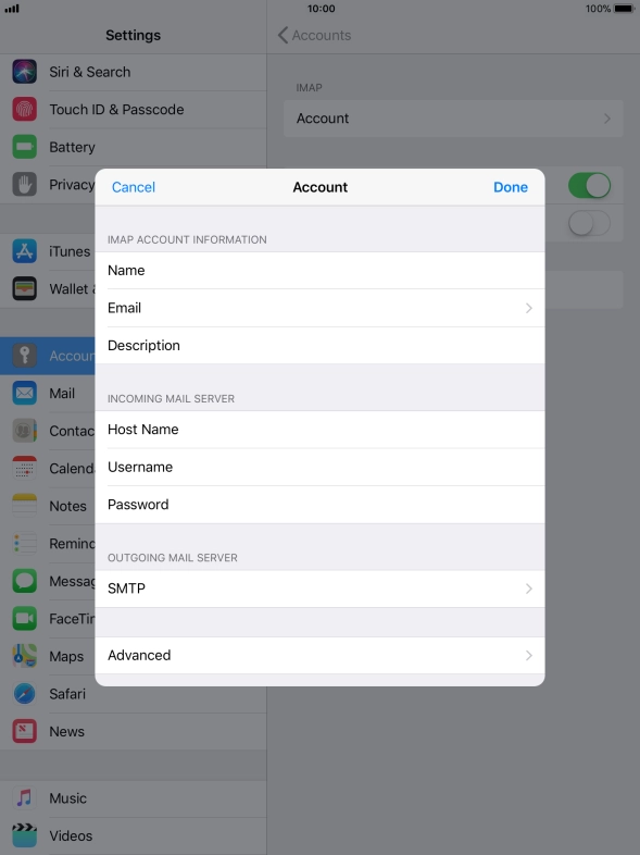 Press SMTP.