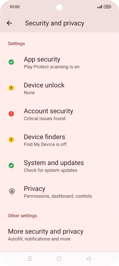 Press Device unlock.