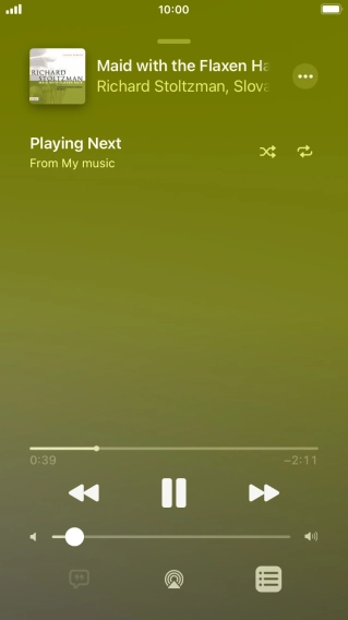 Press the shuffle icon to turn the function on or off.