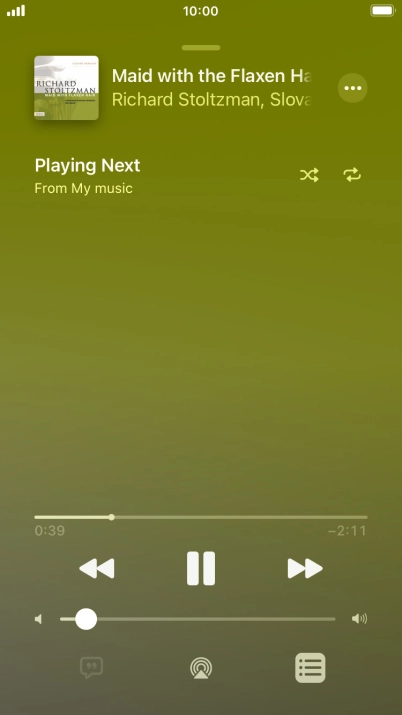 Press the shuffle icon to turn the function on or off.