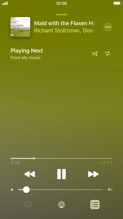 Press the shuffle icon to turn the function on or off.