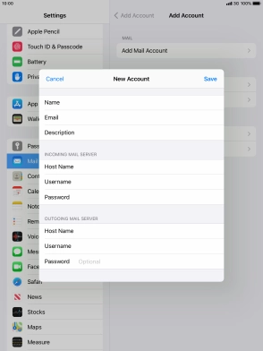 Press Password and key in the password for your email account.
