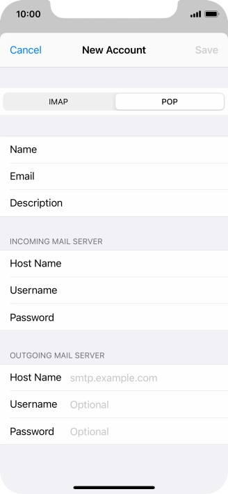 Press Host Name and key in the name or IP address of your email provider's outgoing server. Please note that if you can't send email messages when using your email provider's outgoing server, key in smtp.vodafone.net.au (Vodafone's outgoing server).