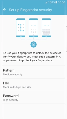 Press the required phone lock code and follow the instructions on the screen to create the selected phone lock code.
