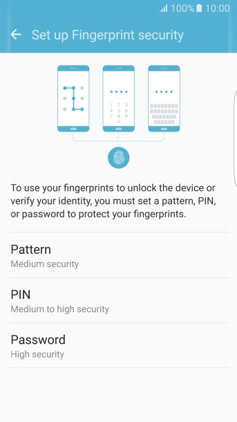 Press the required phone lock code and follow the instructions on the screen to create the selected phone lock code.