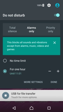 Press DONE to turn on silent mode.