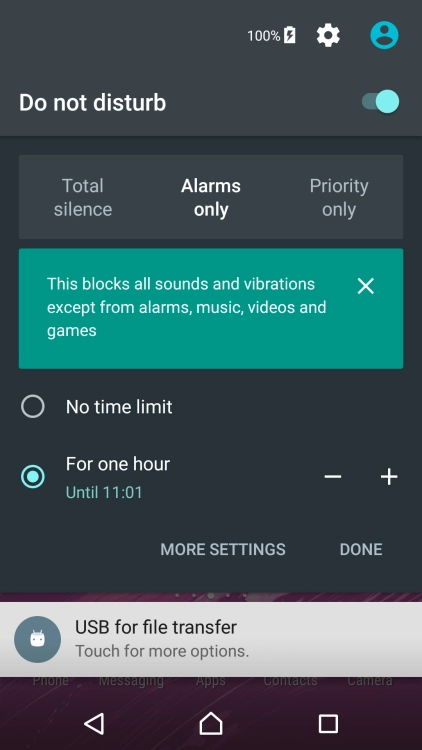 Press DONE to turn on silent mode.